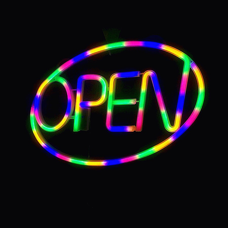 Modern Art Deco Waterproof PS OPEN LED Outdoor Hanging Neon Wall Sconce Lamp For Dining Room
