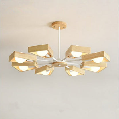 Contemporary Scandinavian Windmill Iron Wood 3/5/6/8 Light Chandelier For Living Room