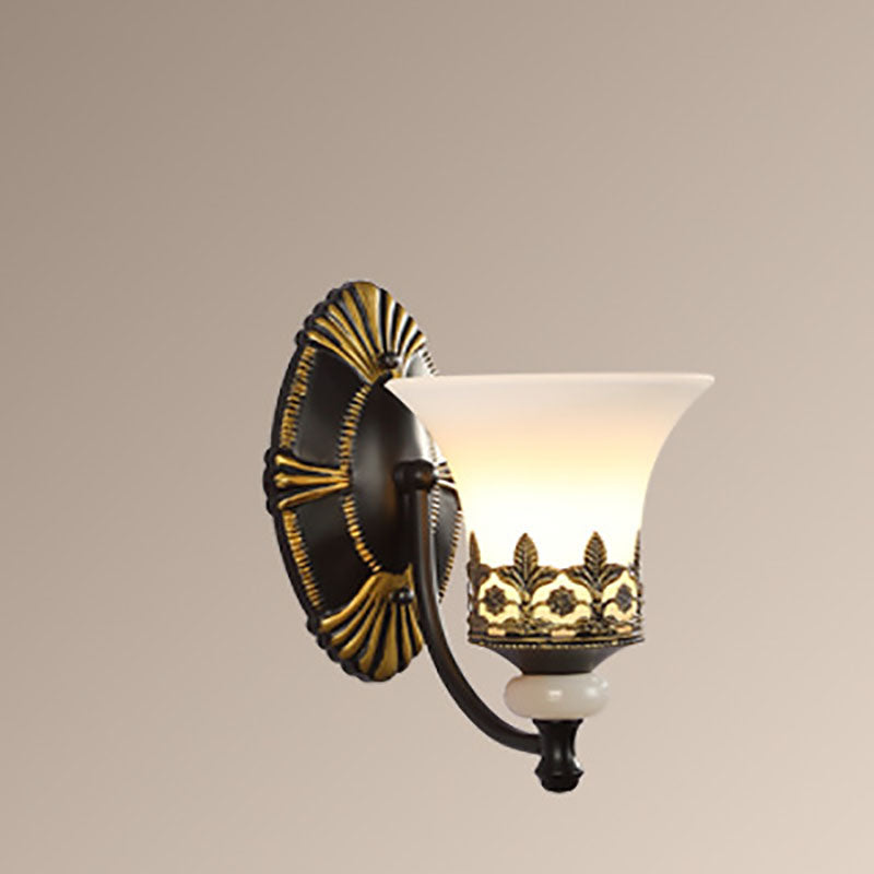 Scandinavian Modern Minimalist Flower Cup Glass Hardware 1-Light Wall Sconce Lamp