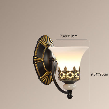 Scandinavian Modern Minimalist Flower Cup Glass Hardware 1-Light Wall Sconce Lamp