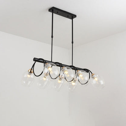 Nordic Light Luxury Gradient Glass Linear  6/8/10 Light Island Light Chandelier