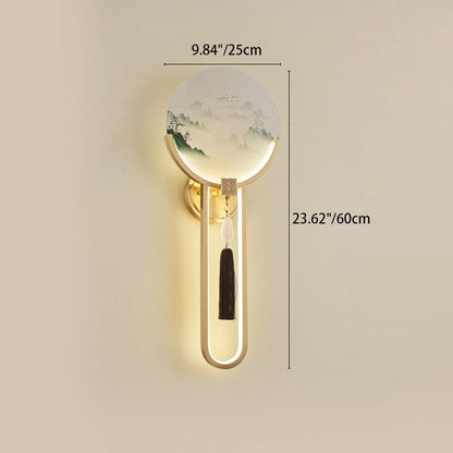 Traditional Chinese All-Copper Glass LED Wall Sconce Lamp For Living Room
