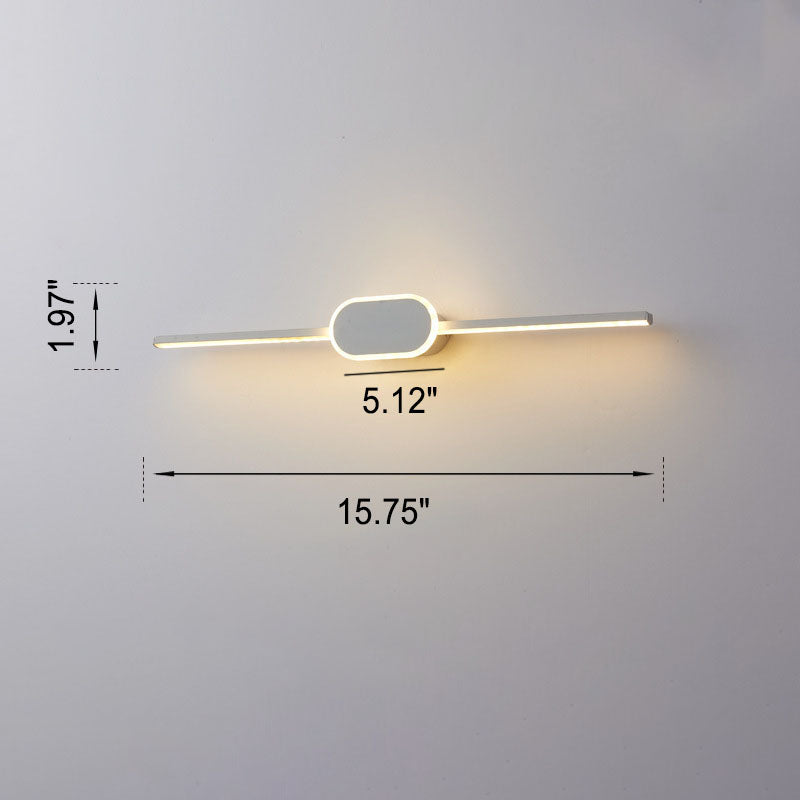 Modern Minimalist Long Strip Oval Base Vanity Light LED Wall Sconce Lamp