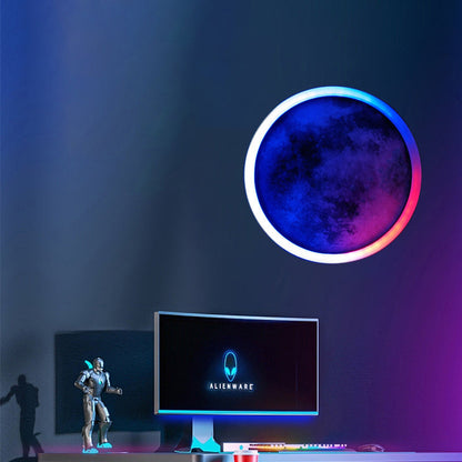 Modern Minimalist Iron Acrylic Round Moon Dolphins Astronauts LED Wall Sconce Lamp For Living Room