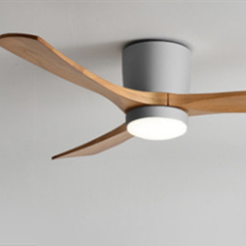 Contemporary Scandinavian Copper Wood Acrylic Fan LED Semi-Flush Mount Ceiling Fan Light For Living Room
