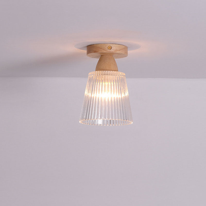 Japanese Minimalist Log Glass 1-Light Semi-Flush Mount Light