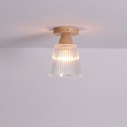 Japanese Minimalist Log Glass 1-Light Semi-Flush Mount Light