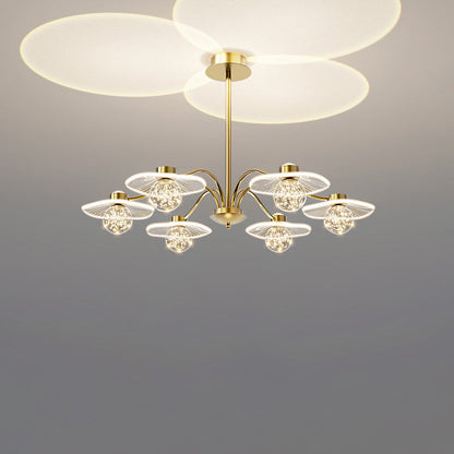 Contemporary Creative Sunset Projection Hardware Lotus Leaf Acrylic LED Chandelier For Living Room
