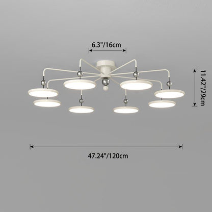 Contemporary Scandinavian Iron Frame Acrylic Flying Saucer LED Semi-Flush Mount Ceiling Light For Living Room