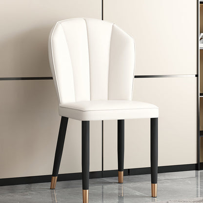 Modern Luxury Artificial Leather Carbon Steel Sponge Square Shell Dining Chair Backrest For Dining Room