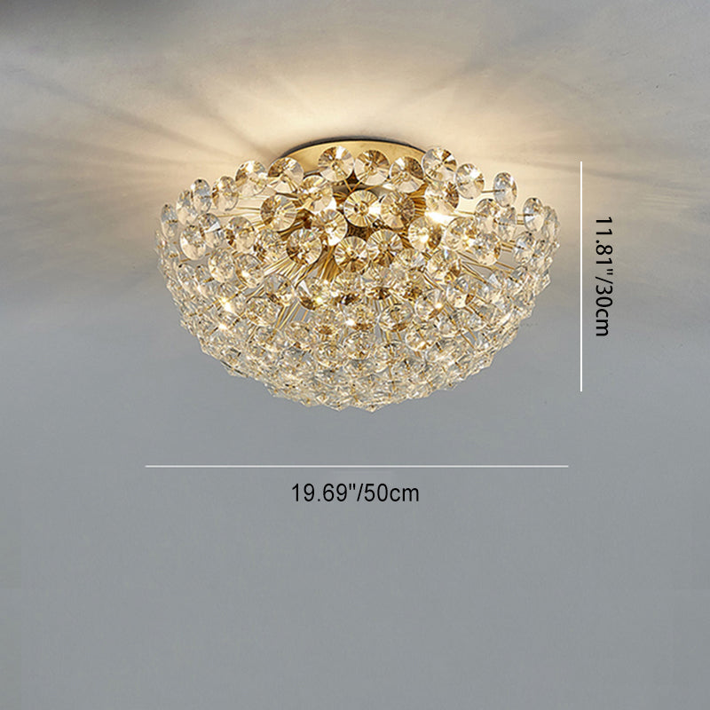 Contemporary Creative Dandelion Aluminum Crystal 4/5/6/ Light Flush Mount Ceiling Light For Living Room