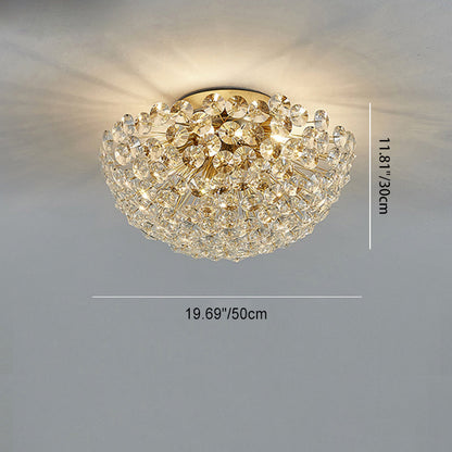 Contemporary Creative Dandelion Aluminum Crystal 4/5/6/ Light Flush Mount Ceiling Light For Living Room