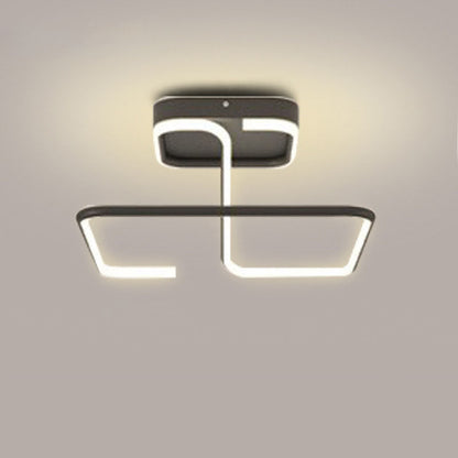 Modern Minimalist Aluminum Alloy Acrylic Lines LED Semi-Flush Mount Ceiling Light For Bedroom