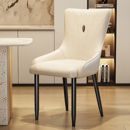 Contemporary Scandinavian PU Leather Carbon Steel Sponge Latex Square Dining Chair Backrest For Dining Room