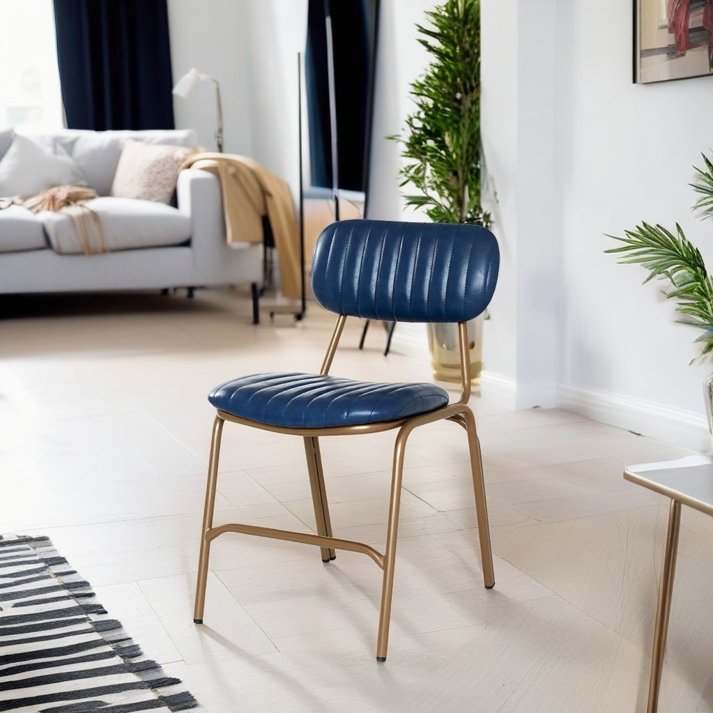 Contemporary Industrial PU Leather Iron Square Elliptical Stripe Dining Chair Backrest Footrest For Dining Room