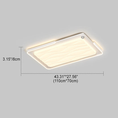 Contemporary Nordic Iron Acrylic Round Square Rectangular Ripple LED Flush Mount Ceiling Light For Bedroom