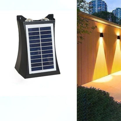مصباح حائط LED شبه منحرف ABS PMMA مقاوم للماء يعمل بالطاقة الشمسية بتصميم عصري بسيط للفناء الخارجي 