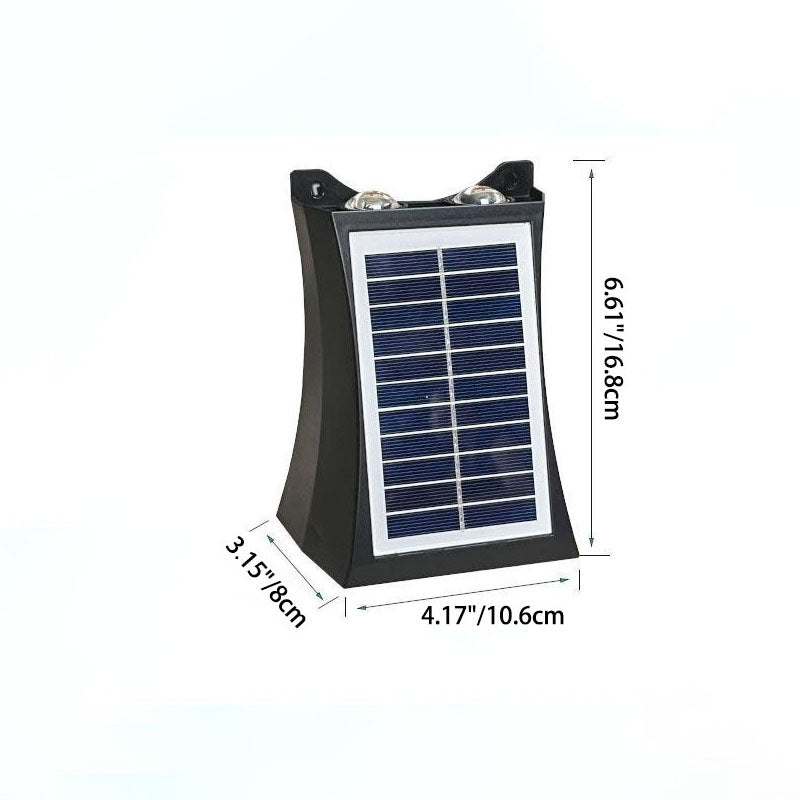 مصباح حائط LED شبه منحرف ABS PMMA مقاوم للماء يعمل بالطاقة الشمسية بتصميم عصري بسيط للفناء الخارجي 