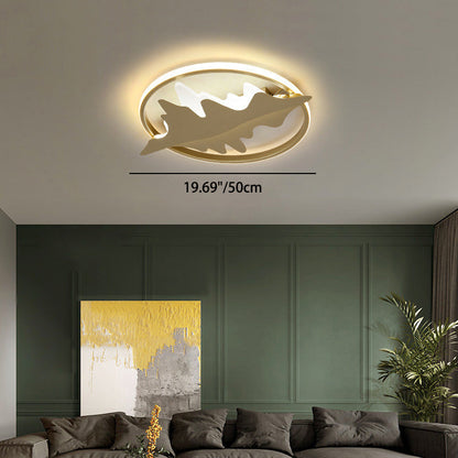 Modern Luxury Iron Acrylic Round Crown Heart Star Mountain LED Flush Mount Ceiling Light For Bedroom