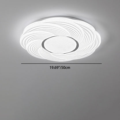 Modern Minimalist Cream Round Petal Iron Acrylic LED Flush Mount Ceiling Light For Bedroom