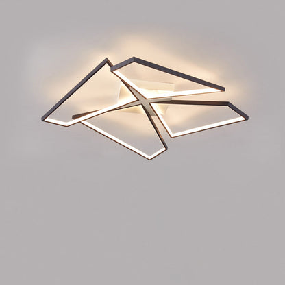 Modern Minimalist Triangle Patchwork Square Rectangle Aluminum Iron Silicone LED Flush Mount Ceiling Light For Bedroom