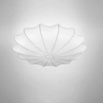 Nordic Minimalist White Beige Round Faux Silk 1/3/5-Light Flush Mount Light