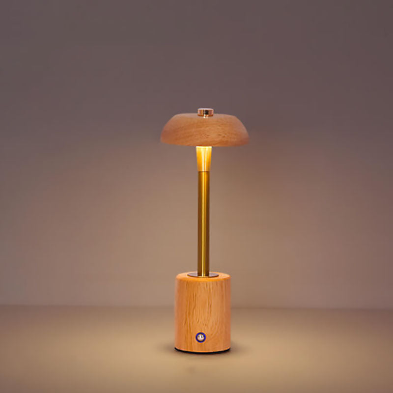 Contemporary Nordic Creative Solid Wood Mushroom LED Table Lamp For Bedroom