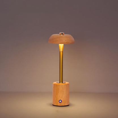 Contemporary Nordic Creative Solid Wood Mushroom LED Table Lamp For Bedroom