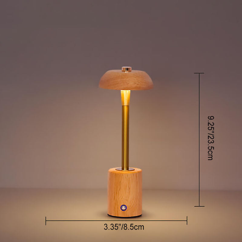 Contemporary Nordic Creative Solid Wood Mushroom LED Table Lamp For Bedroom