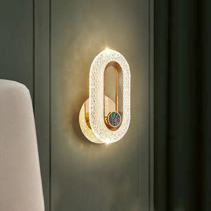 مصباح حائط LED بتصميم دائري بيضاوي الشكل مصنوع من سبائك الزنك والأكريليك بتصميم عصري فاخر لغرفة المعيشة 