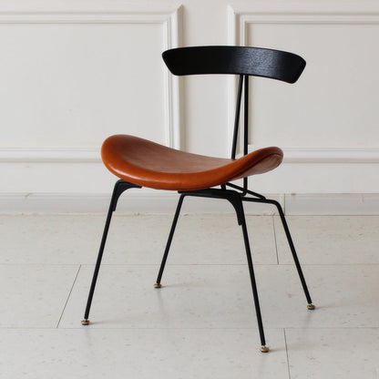 Contemporary Industrial Ant Arch Wood Rebar PU Leather Fabric Sponge Dining Chair Backrest For Dining Room