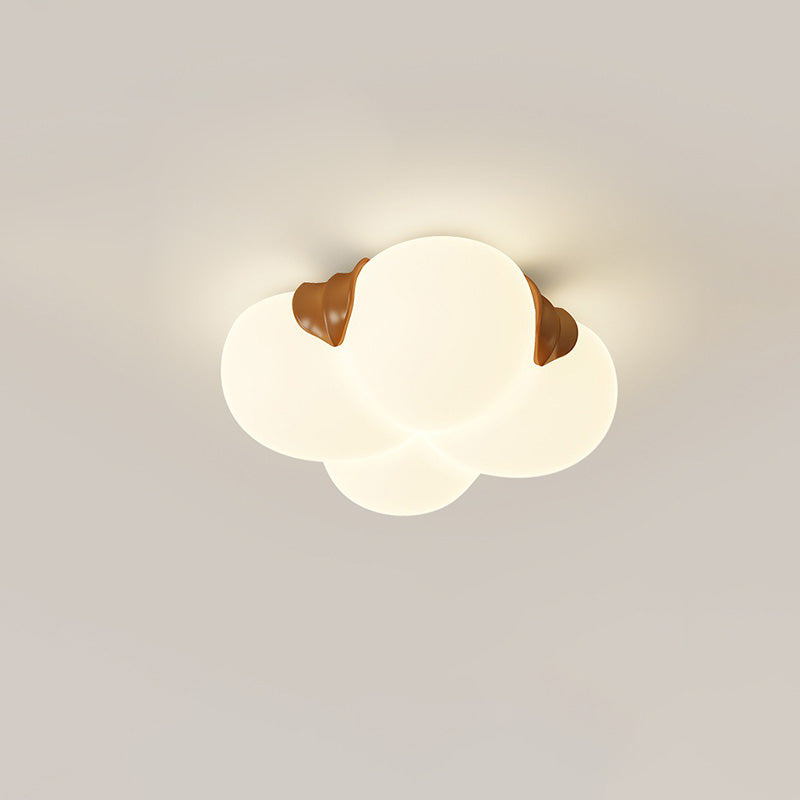 Modern Art Deco Bubble Flower PE Iron LED Flush Mount Ceiling Light For Bedroom