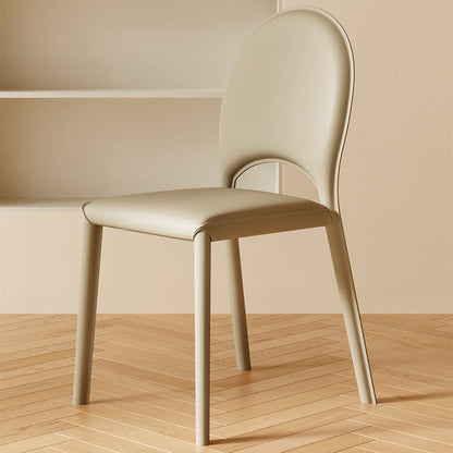 Modern Minimalist Square Oval Back Genuine Leather Carbon Steel Dining Chair For Dining Room