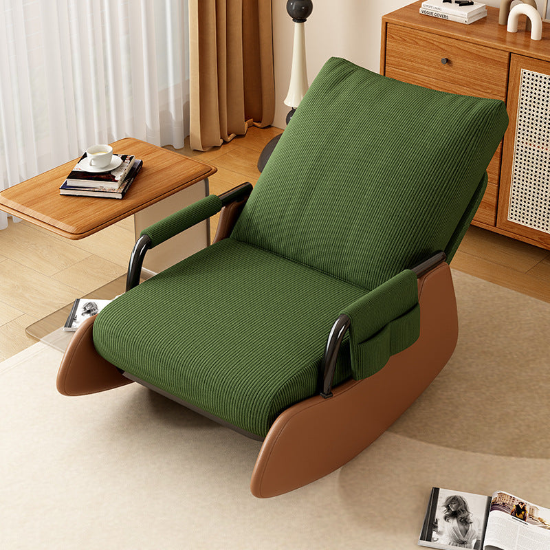 Modern Simplicity Corduroy Cotton Sponge Faux Leather Wood Carbon Steel Square Recliner Foldable Backrest Footrest For Bedroom