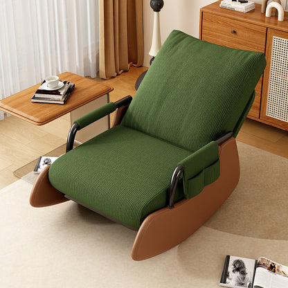 Modern Simplicity Corduroy Cotton Sponge Faux Leather Wood Carbon Steel Square Recliner Foldable Backrest Footrest For Bedroom