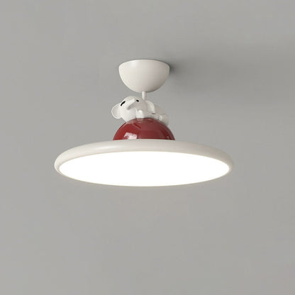 Contemporary Creative Cartoon Panda Elephant Iron Acrylic LED Semi-Flush Mount Ceiling Light For Bedroom