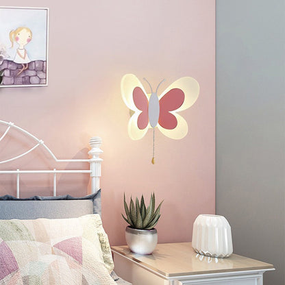 مصباح حائط LED حديدي بتصميم فراشة أكريليك معاصر إبداعي لغرفة النوم 