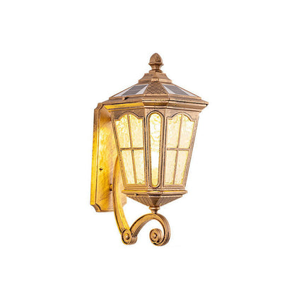 European Solar Outdoor Lantern Aluminum Glass Waterproof 1-Light Wall Sconce Lamp