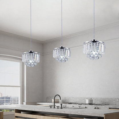 Nordic Light Luxury Round Iron Crystal String 1-Light Pendant Light