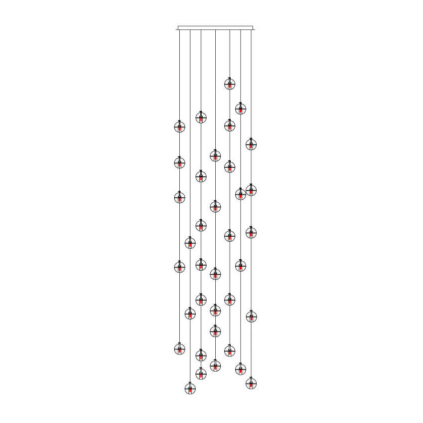 Modern Luxury Staircase Crystal Orb Ball Shade LED Loft Chandelier