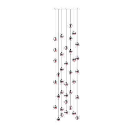 Modern Luxury Staircase Crystal Orb Ball Shade LED Loft Chandelier