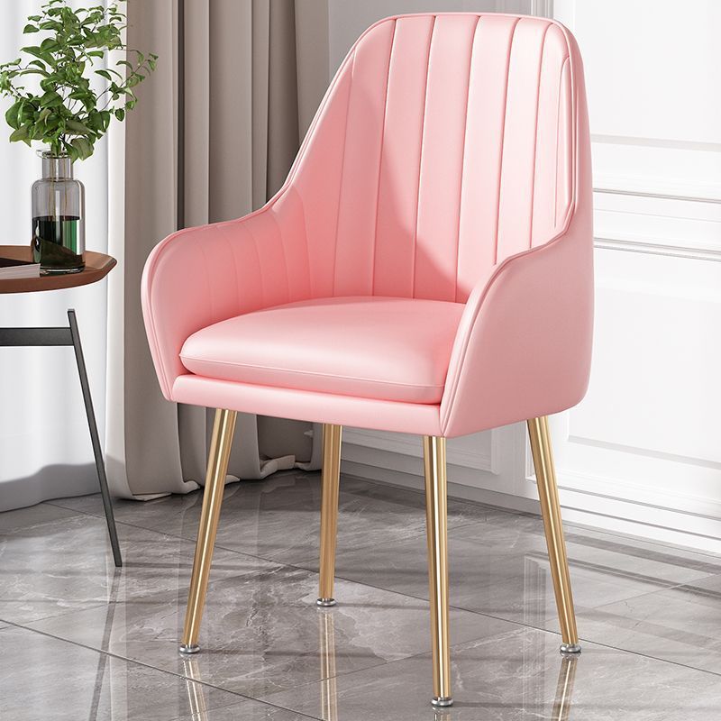 Contemporary Scandinavian Velvet PU Leather Sponge Emulsion Metal Square Vanity Stool Backrest Armrest For Bedroom