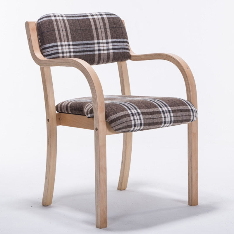 Contemporary Nordic Wood Cotton Linen Fabric PU Leather Velvet Sponge Square Dining Chair Backrest Armrest For Dining Room