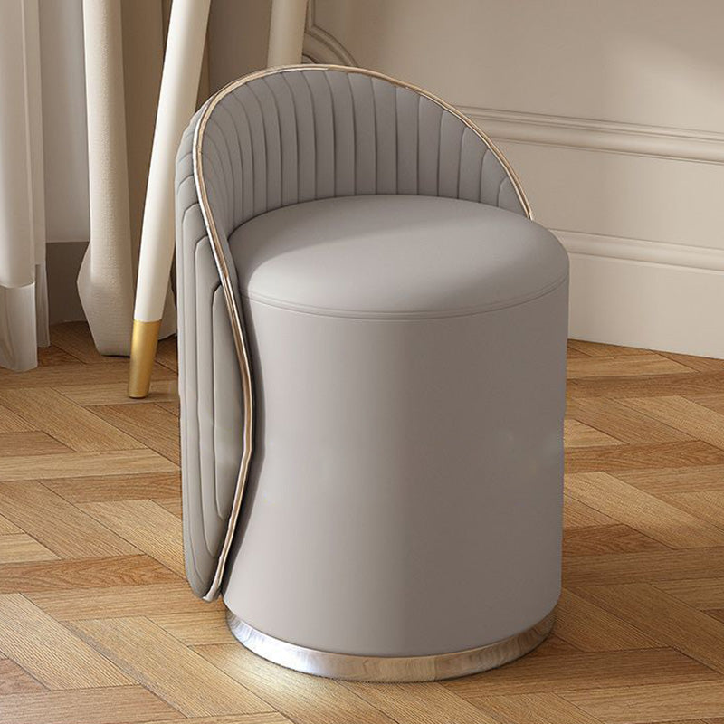 Modern Minimalist Cylinder Iron Nappa Leather Vanity Stool Backrest For Bedroom