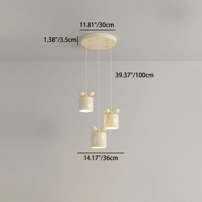 Modern Simplicity Cylinder Bow Metal Resin 1/3/5 Light Pendant Light For Bedroom