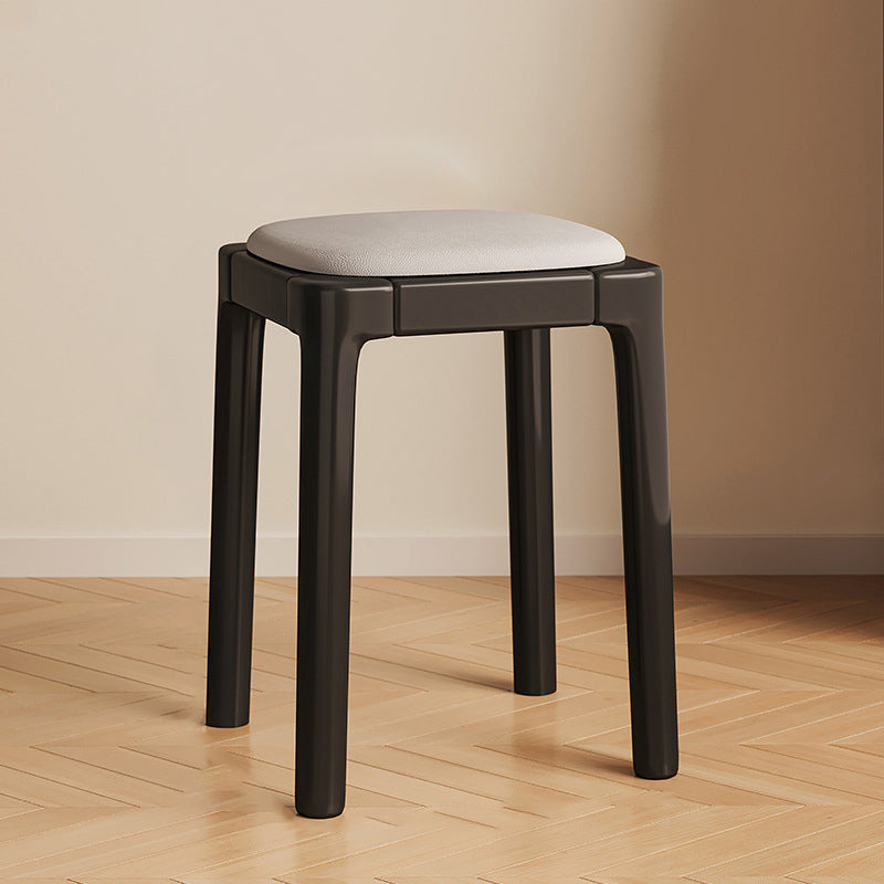 Modern Simplicity Wood Cat's Paw Leather Sponge Square Vanity Stool Backless For Bedroom