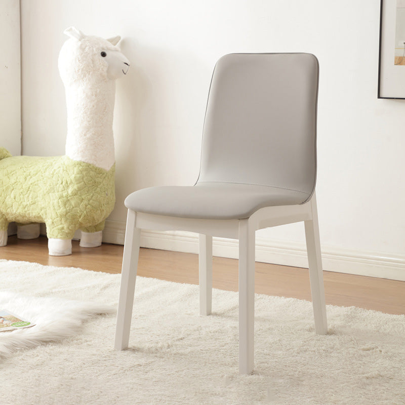 Contemporary Nordic Square Faux Leather Wood Frame Dining Chair Backrest For Dining Room