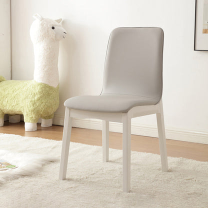 Contemporary Nordic Square Faux Leather Wood Frame Dining Chair Backrest For Dining Room