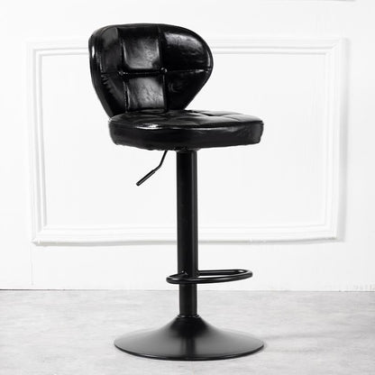 Modern Minimalist Square Oiled Wax Leather Metal Bar Stool Backrest Armless For Dining Room