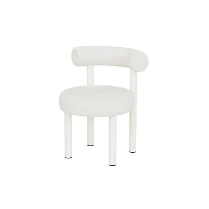 Contemporary Nordic Round Artificial Leather Iron Frame Vanity Stool Arc Back For Bedroom